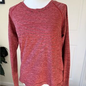 Casual Red Striped Lululemon Long Sleeve Shirt